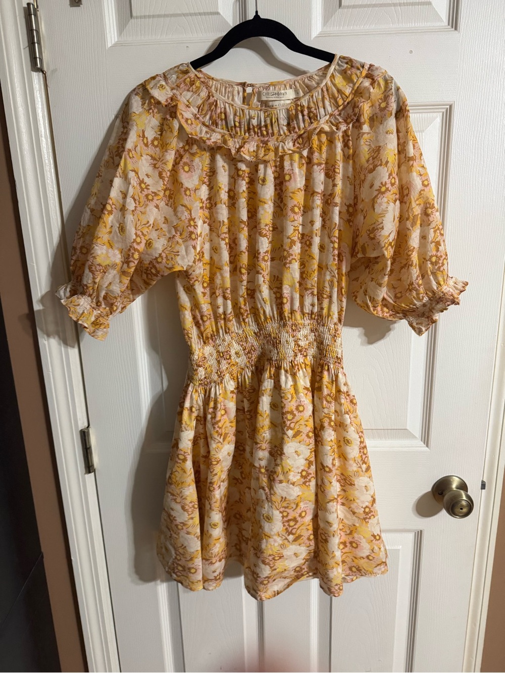 Christy Dawn Yellow Floral Smocked Mini Dress